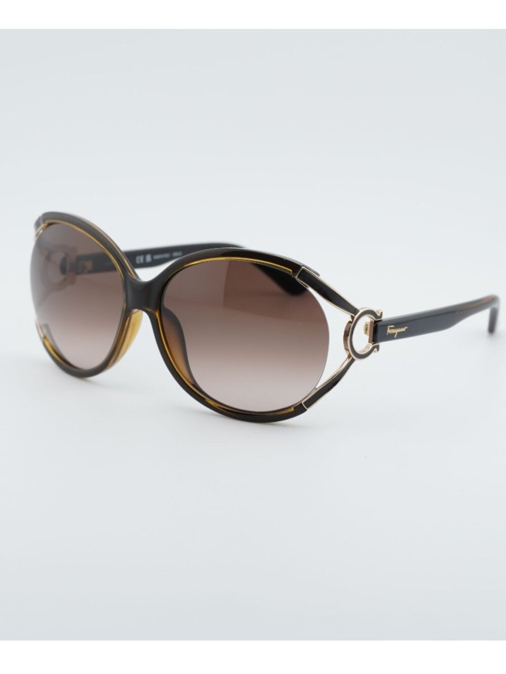 Salvatore Ferragamo SF600S 220 Sunglasses Brown Oval Frame, Brown Lenses